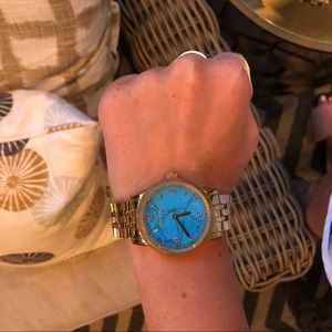 Micheal Kors watch with turquoise face